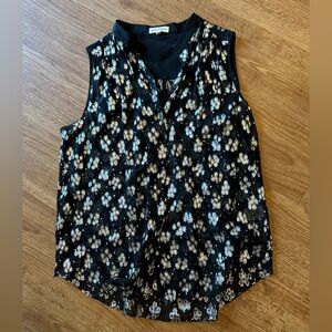 Rebecca Taylor silk top: Black and silver